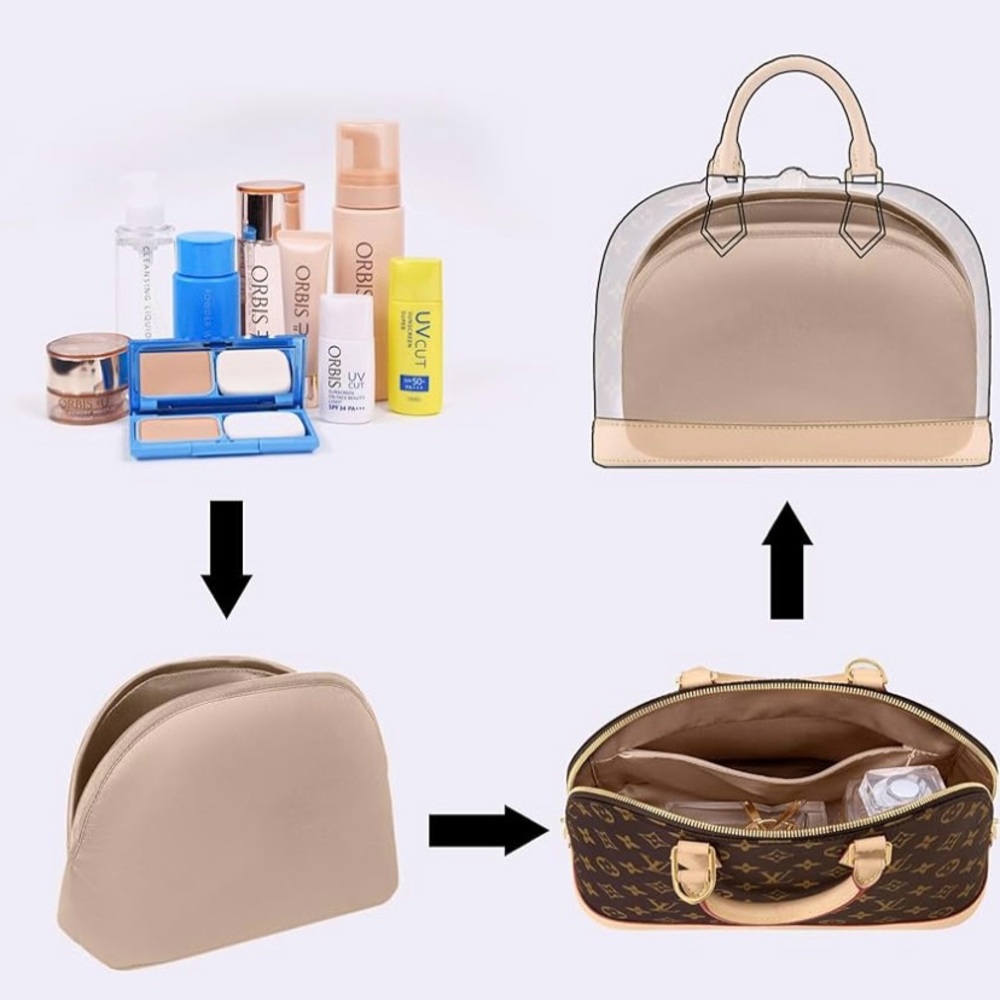 NEW 100% SILK Luxury Bag Organizer for Alma PM, Beige - Picture 5 of 8